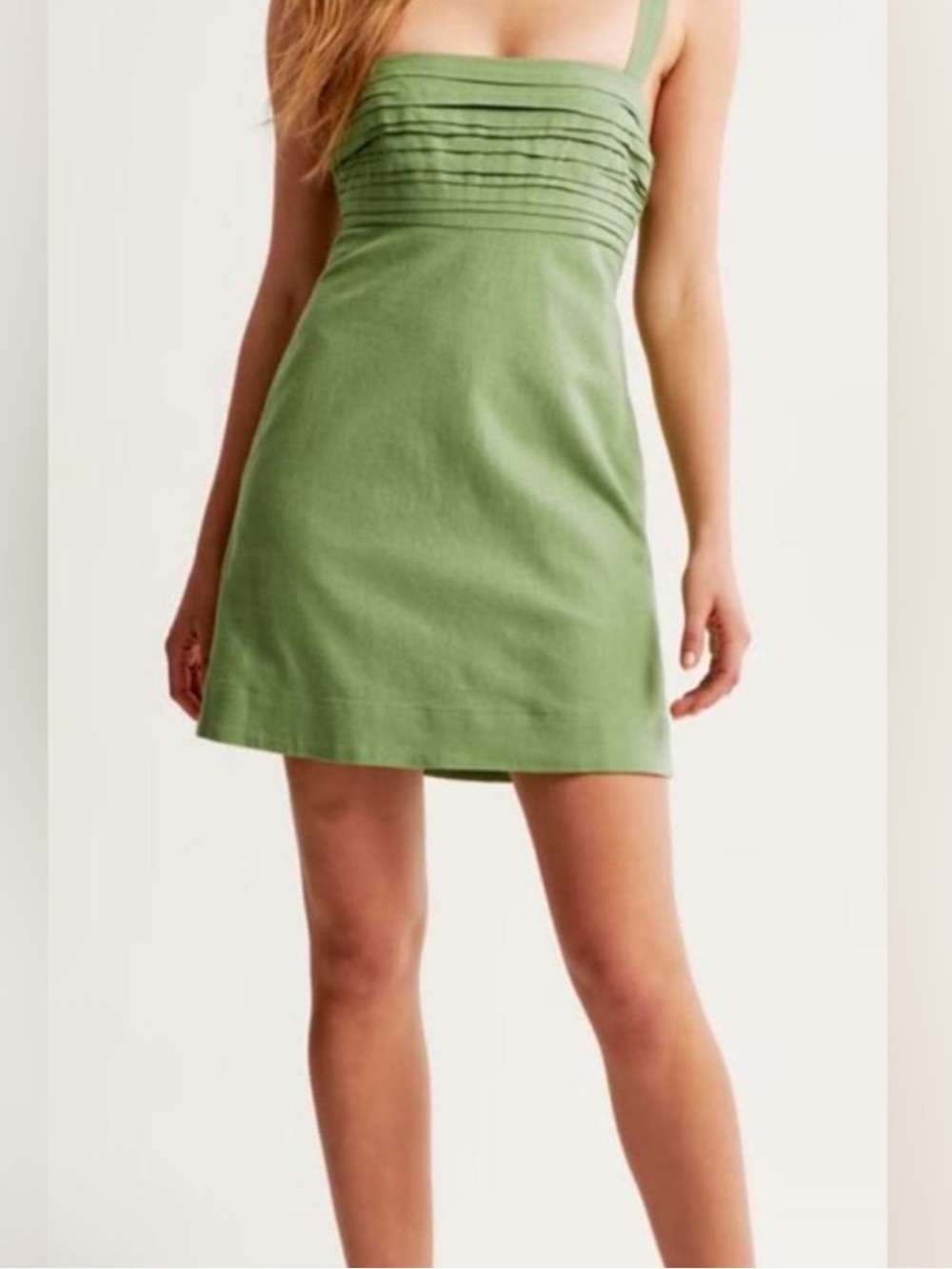 Abercrombie & Fitch Emerson Pleated Linen Blend Tea Green Skort Dress Size MP